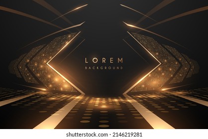 Golden light spots scene on black background - Shutterstock ID 2146219281