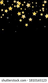 Golden Light Stars Vector Black Background. Luxury Starry Design. Shine Illustration. Gold Digital Glitter Template.