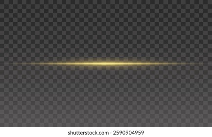 Golden Light Streak - Intense Glowing Beam Effect for Futuristic, Sci-Fi, and Luxury Design Elements with a Transparent Background.