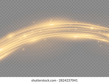 Golden light swirl effect with sparkling dust particle abstract transparent glamorous background decorative lightbeam ethereal particles