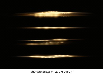 Golden light vectors. Bright golden line. Light flash. Golden glitter.