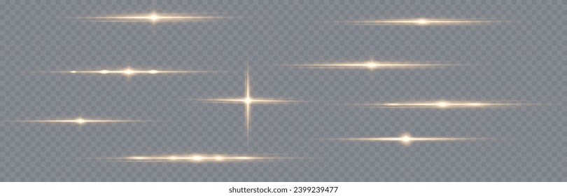 
Vectores de luz dorada. Brillante estrella dorada. Brillo ligero. Brillo dorado.Líneas horizontales de luz.