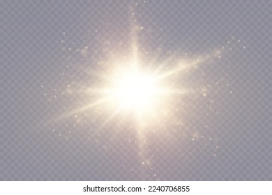 Golden light vectors.Bright gold star.Light flash.Gold glitter.