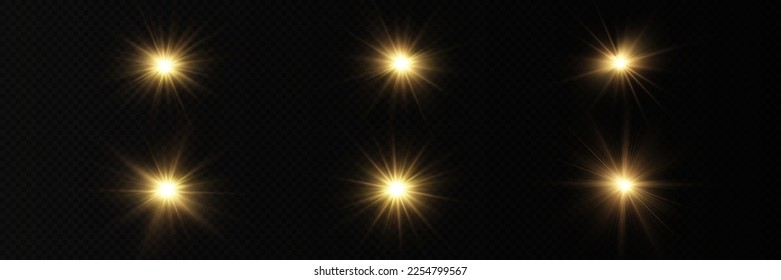Golden light vectors.Bright gold star.Light flash.Gold glitter.