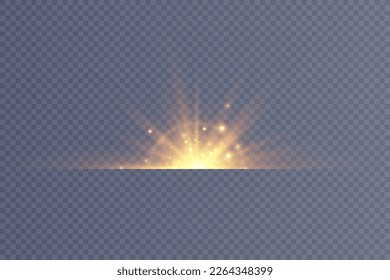 Golden light vectors.Bright gold star.Light flash.Gold glitter.