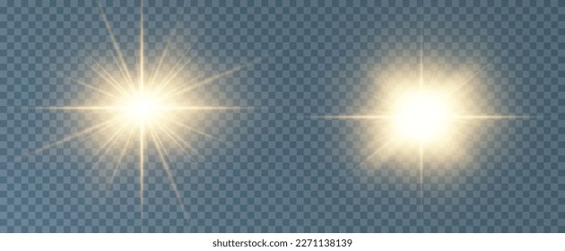 Golden light vectors.Bright gold star.Light flash.Gold glitter.