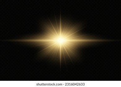 Golden light vectors.Bright gold star.Light flash.Gold glitter.