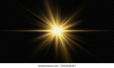 Golden light vectors.Bright gold star.Light flash.Gold glitter.