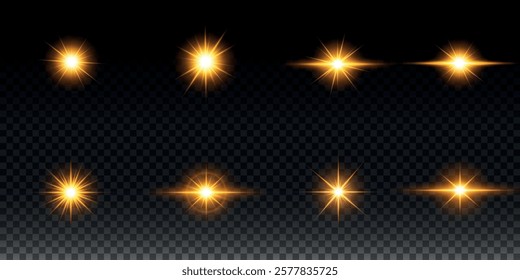 Golden light vectors.Bright gold star.Light flash.Gold glitter.