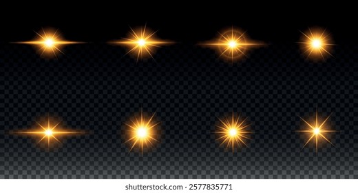 Golden light vectors.Bright gold star.Light flash.Gold glitter.