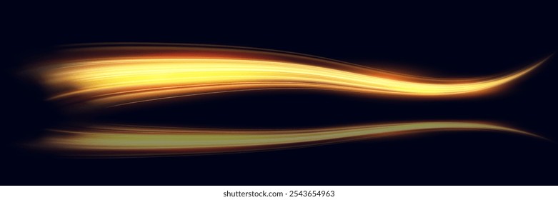 Golden Light Wave speed Lines: Shining Gold Design Element with Wavy Bright Stripes.	
