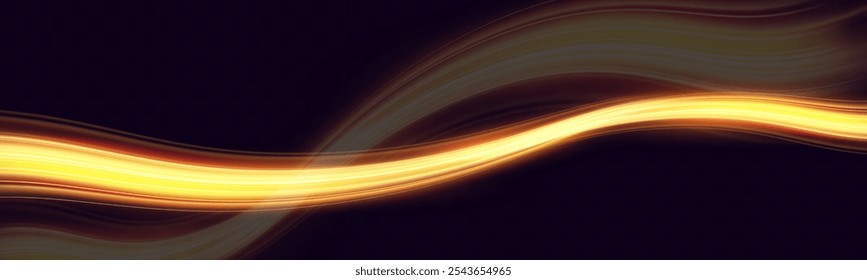 Golden Light Wave speed Lines: Shining Gold Design Element with Wavy Bright Stripes.	
