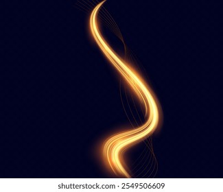 Golden Light Wave speed Lines: Shining Gold Design Element with Wavy Bright Stripes.	