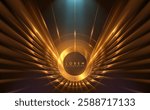 Golden light wings effect with circle frame