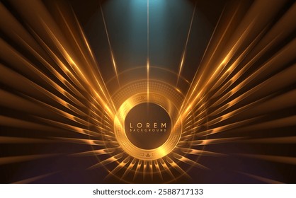 Golden light wings effect with circle frame