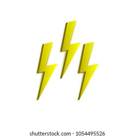 Golden lightning bolt 3d with shadow vector