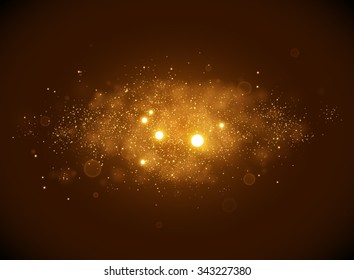 Golden Lights Background. Christmas Lights Concept. Vector illustration.