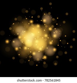 Golden Lights Background. Christmas Lights Concept. Vector illustration.