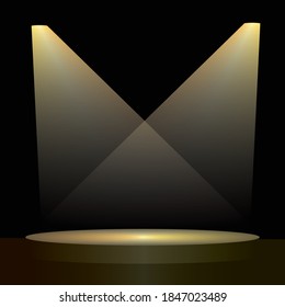 Golden lights in the dark room