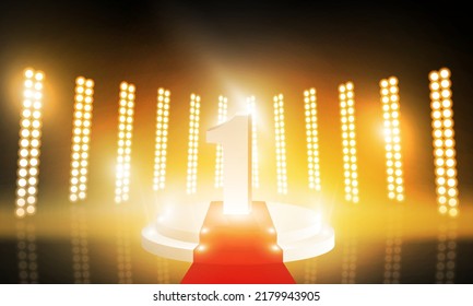 golden lights on the stage light floodlights vector design.