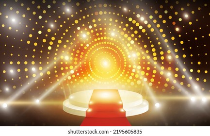 golden lights on the stage light floodlights vector design.