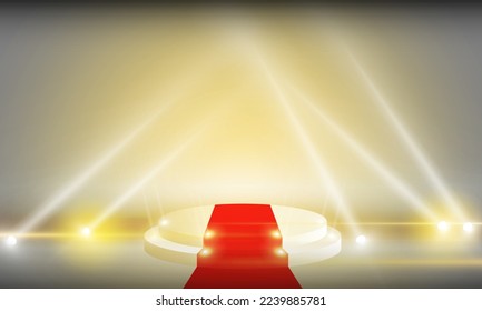 golden lights on the stage light floodlights vector design.
