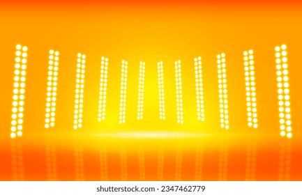 golden lights on the stage light floodlights vector design.