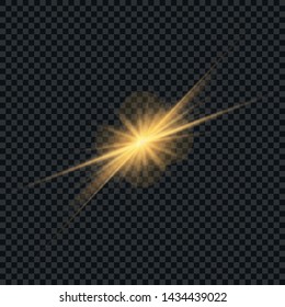 Golden lights sparkles isolated. Vector illustration of glowing lens flares and sparks. Set of glowing stars. Vector illustration