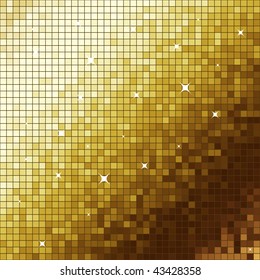 Golden like mosaic flickering square vector background.