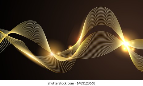 golden line abstract background vector illustration