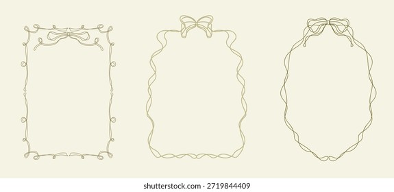 Golden Line Art Whimsical Frames Set