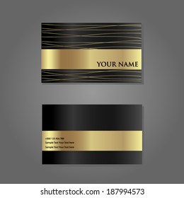 Golden line business card,vector. 