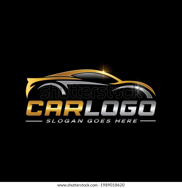 Golden Line Car Vector Logo\
Design