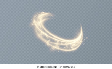 Golden line curve light effect. Glowing golden semicircle. Abstract effect of light energy movement. Vector 10 EPS	
