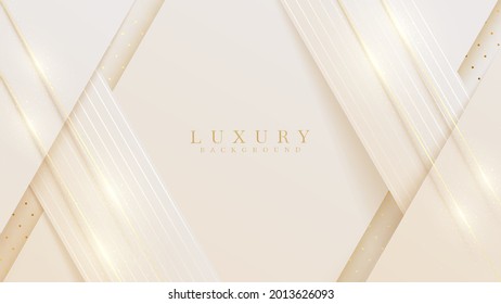 Golden line diagonal sparkle on luxury abstract light brown background. Vector illustration.