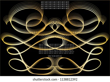 Golden Line Drawing Abstract Pattern Backgroundeps10 Stock Vector ...