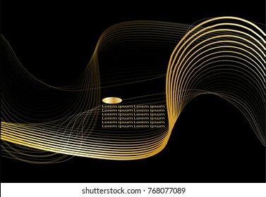 Golden line drawing abstract pattern baclkground.
