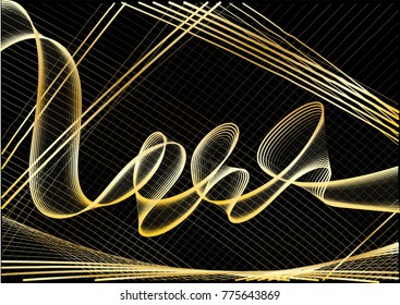 Golden line drawing abstract pattern background,EPS10