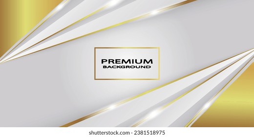 golden line elements and curve light effect.Luxury White and Gold Background with Golden Lines and Paper Cut Style. Premium Gray and Gold Background for Award, Nomination, Ceremony, Invitation eps 3