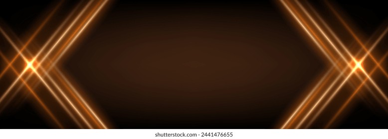 Golden line elements and lights effects on black luxury background. Abstract elegant gold light rays diagonal scene on black background. Vector premium award or presentation design template.