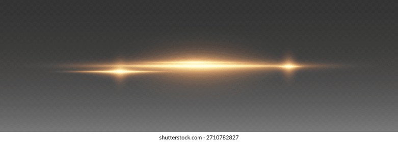 Golden line flash effect. On a transparent background.