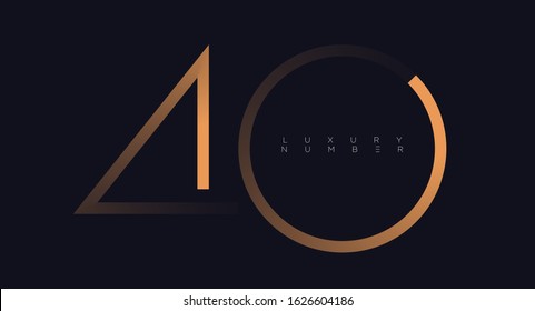 Golden line four - zero numbers vector font alphabet, modern minimal luxury flat design for your unique design elements ; logo, corporate identity, application, creative poster & more EPS