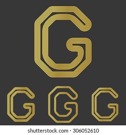Golden line g logo design set