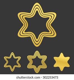 Golden line hexagram logo design set