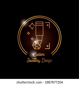 Golden line icon for jewelry business