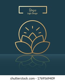 Golden line lotus logo design