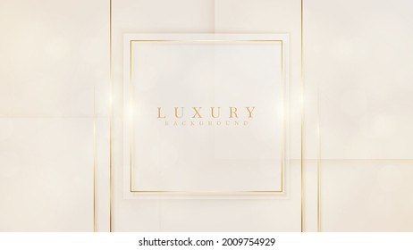 Golden line luxury on cream pastel color background, Illustration from vector about modern template design that feels precious and expensive.