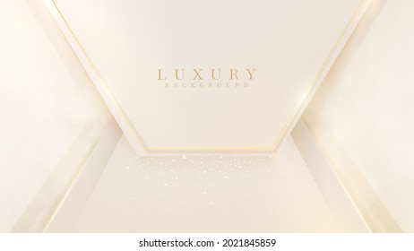 Golden line luxury on cream pastel color background, Illustration from vector about modern template design that feels precious and expensive.