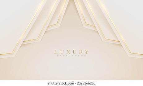 Golden line luxury on cream pastel color background, Illustration from vector about modern template design that feels precious and expensive.