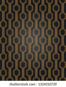 Golden line luxury pattern on black background. vector illustration. Modern stylish texture